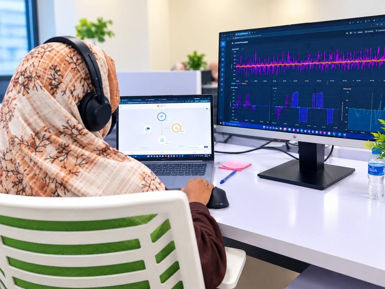 RisiQ engineer reviewing live telemetry